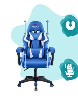 Herní křesla Dětská židle na hraní HC - 1007 modrá s bílými detaily