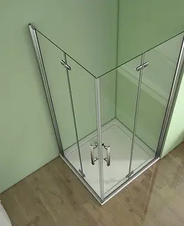 Sprchové vaničky H K Čtvercový sprchový kout MELODY R808, 80x80 cm se zalamovacími dveřmi včetně sprchové vaničky z litého mramoru