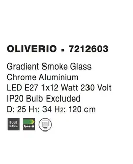 Designová závěsná svítidla NOVA LUCE závěsné svítidlo OLIVERIO kouřové sklo s přechodem chromovaný hliník E27 1x12W IP20 bez žárovky 7212603