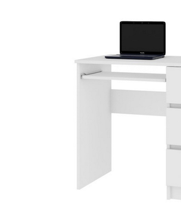 Kancelářské stoly Expedo Psací stůl KORDA A-6, 90x77x50, bílá/černá lesk, levá