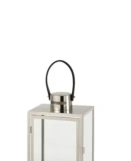 Zahradní lampy Stříbrná kovová lucerna Recin - 21*15*43cm J-Line by Jolipa 5176