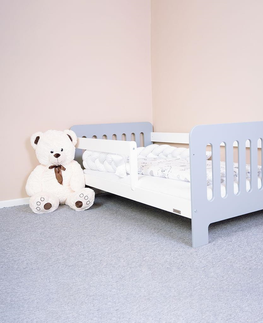 Postele Dětská postel se zábranou STAPELIAN 160x80 cm, bílá/šedá