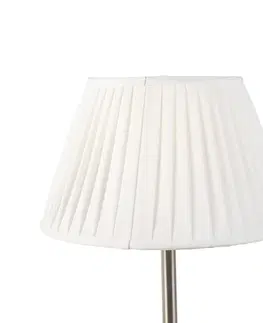 Stolni lampy Klasická stolní lampa z oceli se skládaným odstínem bílá 35 cm - Simplo