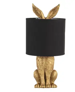 Lampy Zlatá stolní lampa králík s černým stínidlem Rabbi – Ø20*45 cm E27/max 1*60W Clayre & Eef 6LMC0013GO