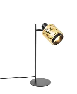 Stolni lampy Industriální stolní lampa černá se zlatou - Kayden
