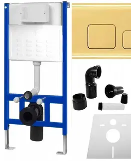 Záchody REA Podomítkový WC systém + tlačítka F zlatý KPL-90009