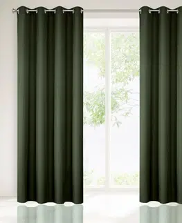 Jednobarevné hotové závěsy Tmavě zelené dekorační závěsy do ložnice