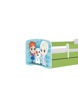 Dětské postýlky Kocot kids Dětská postel Babydreams Ledové království zelená, varianta 80x160, se šuplíky, s matrací