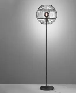 Stojací lampy FISCHER & HONSEL Stojací lampa Drops s kovovým stínidlem, černá