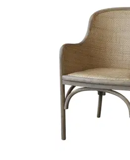 Jídelní stoly Antik dřevěná židle s výpletem a opěrkami Old French chair - 56*56*91 cm  Chic Antique 41048000 (41480-00)