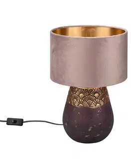 Stolní lampy Reality Leuchten Stolní lampa Kiran, keramická noha Ø26cm hnědá