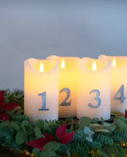 LED svíčky Sirius LED svíčka Sara Advent 4ks výška 12,5cm bílá/stříbrná