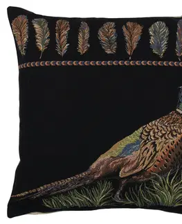 Dekorační polštáře Černý gobelínový polštář bažant Pheasant - 45*43*16cm Mars & More EVKSFZS