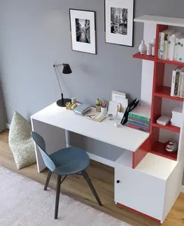 Kancelářské a psací stoly Psací stůl CALISMA bílá červená
