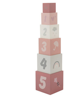 Hračky LABEL-LABEL - Stohovatelné kostky Čísla, růžové