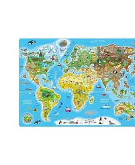 Dřevěné hračky Popular Puzzle Mapa světa, 160 dílků