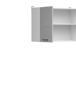 Kuchyňské linky JAMISON, skříňka horní 80 cm, bílá/světle šedý lesk 