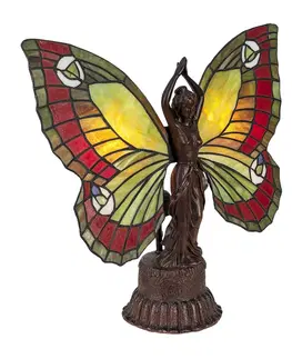 Stolní lampy Clayre&Eef Stolní lampa 5LL-6085 motýl ve stylu Tiffany