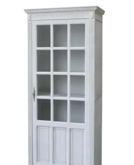 Komody Bílá antik dřevěná skříň / vitrína s policemi Old Francé - 66*37*173 cm Chic Antique 40038201 (40382-01)