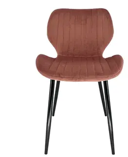 Židle Ak furniture Sametová čalouněná prošívaná židle Apas pudrově růžová