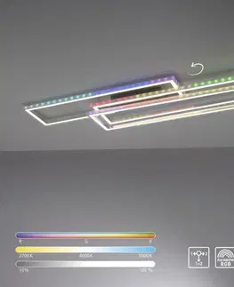 LED stropní svítidla LEUCHTEN DIREKT is JUST LIGHT LED stropní svítidlo 101,5x71cm, stříbrná barva, RGB Rainbow, stmívatelné CCT RGB+2700-5000K