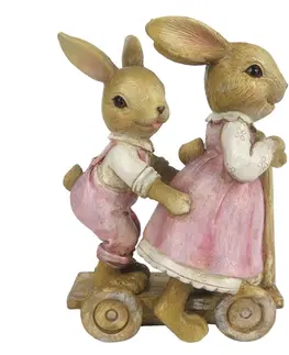 Velikonoční dekorace Velikonoční dekorace králíků na koloběžce - 8*4*11 cm Clayre & Eef 6PR3296
