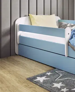Dětské postýlky Kocot kids Dětská postel Babydreams dinosaurus modrá, varianta 70x140, bez šuplíků, s matrací