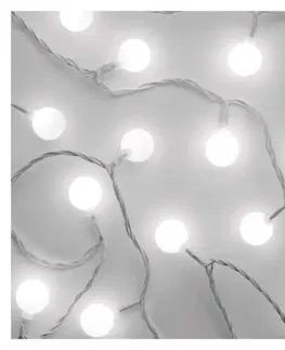 LED řetězy EMOS LED světelný cherry řetěz – kuličky 2,5 cm, 4 m, venkovní i vnitřní, studená bílá, časovač D5AC01
