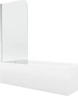 Vany MEXEN/S Vega obdélníková vana 160 x 70 cm s panelem  + vanová zástěna 75 cm, transparent, chrom 550116070X9007510100