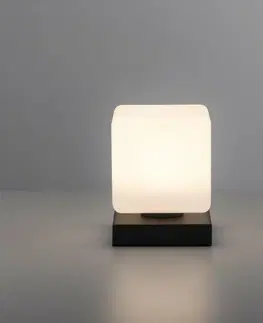 LED stolní lampy PAUL NEUHAUS LED stolní lampa, antracit, tvar kostky, dotykový stmívač, nadčasový design 3000K