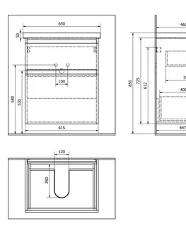 Koupelnový nábytek AQUALINE ALTAIR umyvadlová skříňka 61,5x72,5x45cm, černá mat AI665