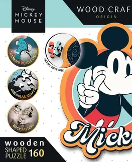 Hračky puzzle TREFL -  Dřevěné puzzle 160 dílků - Retro Mickey Mouse / Disney Mickey Mouse and Friends