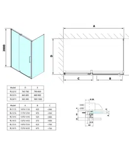 Sprchové kouty POLYSAN ROLLS LINE obdélníkový sprchový kout 1600x900 L/P varianta, čiré sklo RL1615RL3315