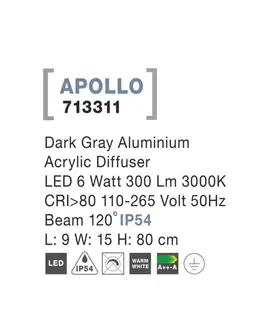 Stojací svítidla NOVA LUCE venkovní sloupkové svítidlo APOLLO tmavě šedý hliník akrylový difuzor LED 5W 3000K 110-265V 120st. IP54 713311