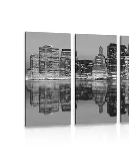 Černobílé obrazy 5-dílný obraz město Manhattan v černobílém provedení