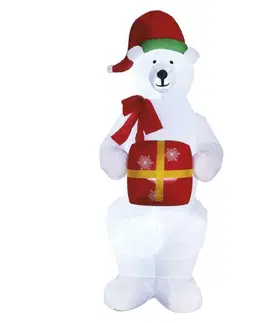 Interiérové dekorace EMOS LED lední medvěd s vánočním dárkem, nafukovací, 240 cm, venkovní i vnitřní, studená bílá DCFC15