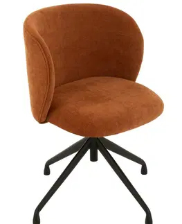 Jídelní stoly Oranžová sametová jídelní točící židle Chair Turn Rusty - 56*48*77cm J-Line by Jolipa 35008