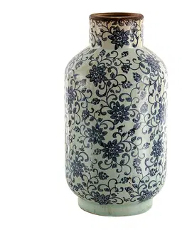 Dekorativní vázy Dekorativní keramická váza s modrými květy Tapp - Ø 17*31 cm Clayre & Eef 6CE1379