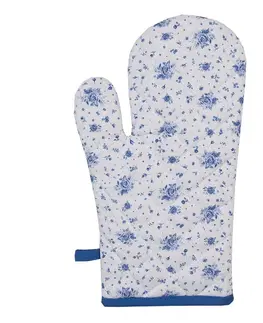 Chňapky Bavlněná chňapka - rukavice Blue Rose Blooming- 18*30 cm Clayre & Eef BRB44