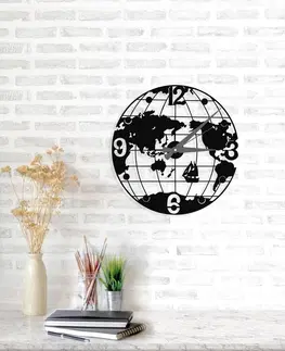 Hodiny Wallity Dekorativní nástěnné hodiny Globe 50 cm černé