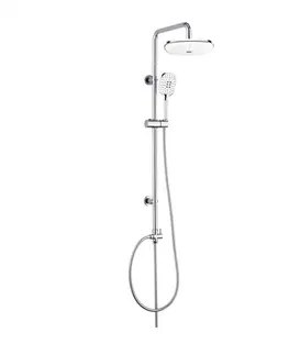 Sprchy a sprchové panely MEREO Sprchový set Sonáta s tyčí, hadicí, ruční a talířovou bílou sprchou CB60101SPA