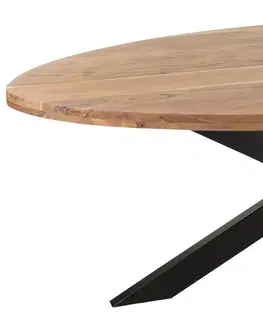 Jídelní stoly Oválný jídelní stůl s deskou z akáciového dřeva Gerard Acacia - 210*110*76 cm J-Line by Jolipa 23904