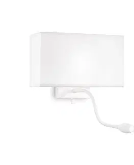 LED nástěnná svítidla Nástěnné svítidlo Ideal Lux Hotel AP2 all white 215693 E27 1x60W bílé