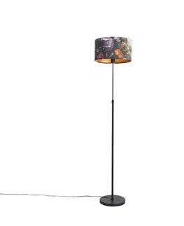 Stojaci lampy Stojací lampa černá se sametovými odstíny květin 35 cm - Parte