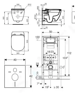 Záchody GEBERIT Duofix Set předstěnové instalace, klozetu a sedátka Ideal Standard Tesi, tlačítka Sigma01, Rimless, SoftClose, lesklý chrom 111.300.00.5 NE2