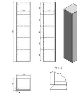 Koupelnový nábytek AQUALINE ALTAIR vysoká skříňka 35x150x31cm, dub emporio AI450
