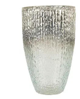 Svícny Šedo stříbrný skleněný svícen Jacinta mini - Ø 12*20 cm Clayre & Eef 6GL3161