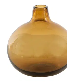 Dekorativní vázy Hnědá skleněná váza s úzkým hrdlem - Ø 11*11 cm Clayre & Eef 6GL3453