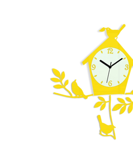 Nalepovací hodiny ModernClock Nástěnné hodiny Birdie žluté