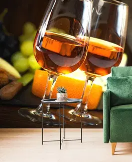Tapety jídla a nápoje Fototapeta sklenice s růžovým vínem